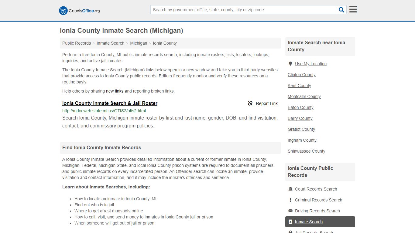 Inmate Search - Ionia County, MI (Inmate Rosters & Locators)
